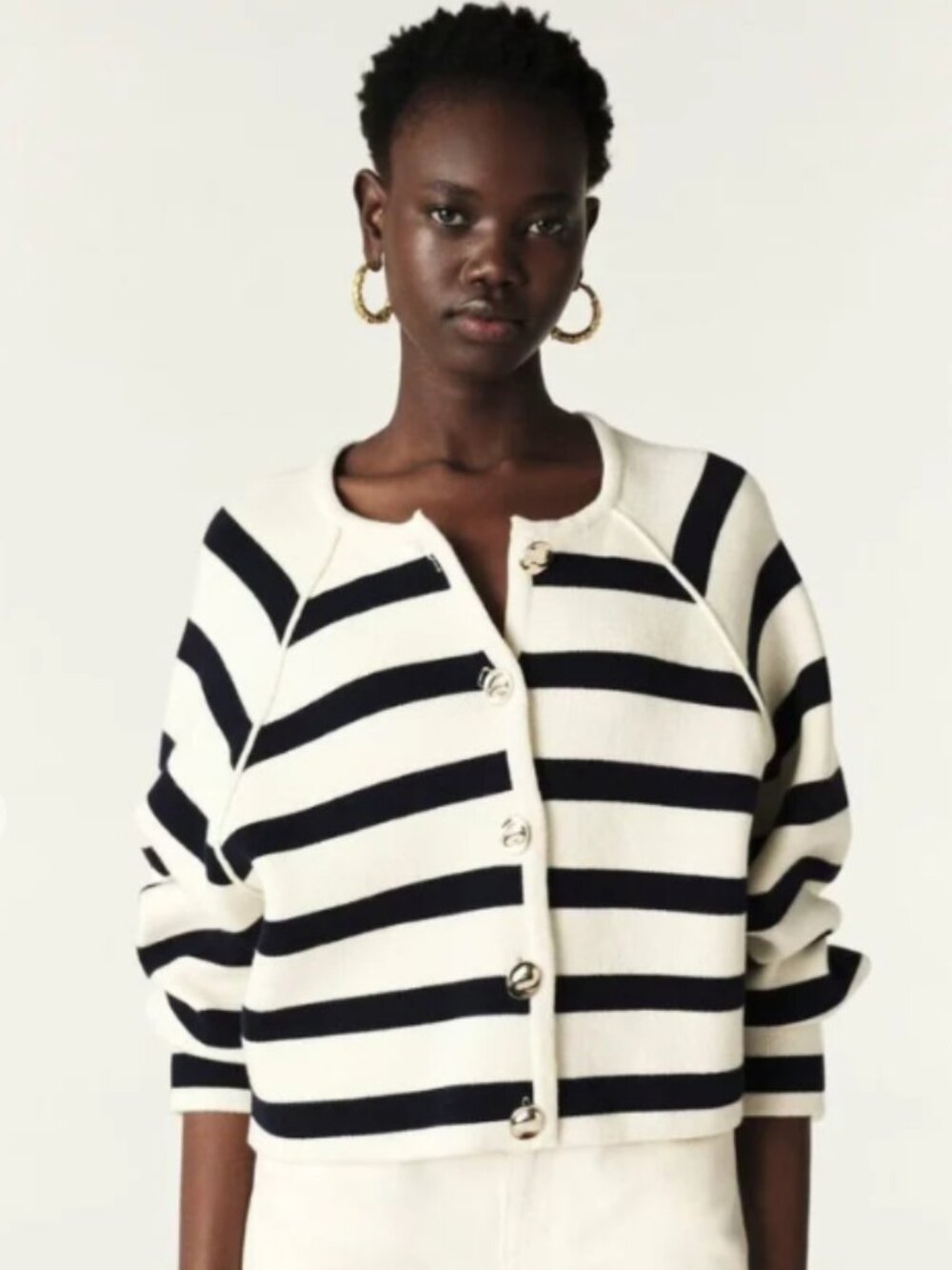 BA&SH Massimo Cardigan [Jumper] - Ecru/Navy - Picture 5 of 6